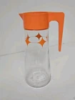 VTG 60s Anchor Hocking Orange Atomic Starburst Carafe Juice Pitcher 1 QT S171