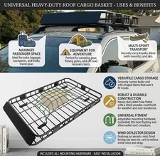59" x 39" x 5.1" Universal Adjustable Roof Rack Cargo Carrier  Basket with Exte