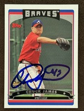 CHUCK JAMES 2006 Topps Rookie Signed On Card Auto Atlanta Braves #305 RC. rookie card picture