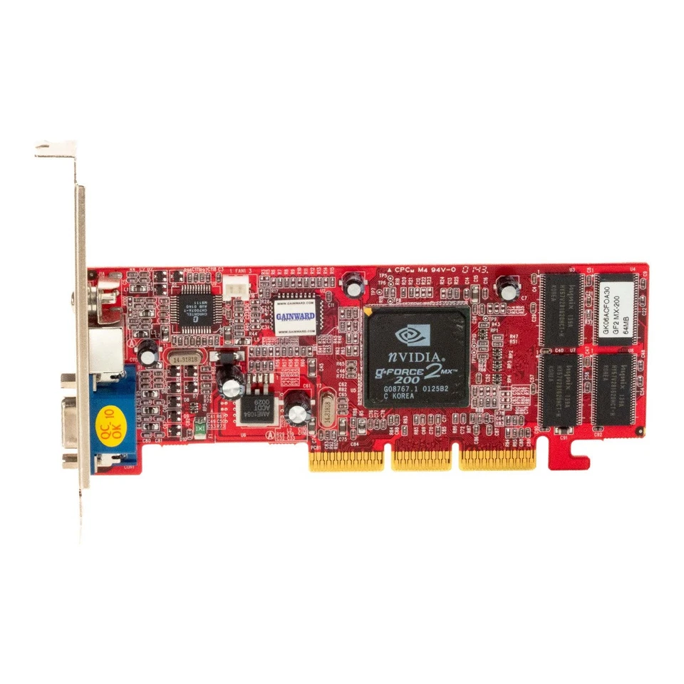 Graphics Card GAINWARD NVIDIA GEFORCE2 MX200 64MB VGA-GWV06-A V06-A1 REV:C AGP - Image 2 of 3