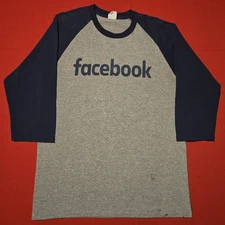 *RARE* Vintage Facebook "Volunteer" 3/4 Sleeve T-Shirt, Gray/Blue, Size: Large
