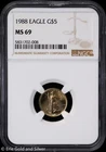 1988 $5 1/10 oz American Gold Eagle NGC MS 69 | Uncirculated UNC BU