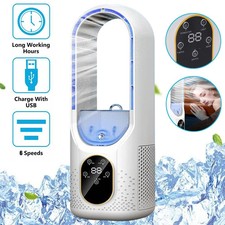 Bladeless Tower Fan with Mist Humidifier USB Desk Fan Desktop Air Cooling Fan UK