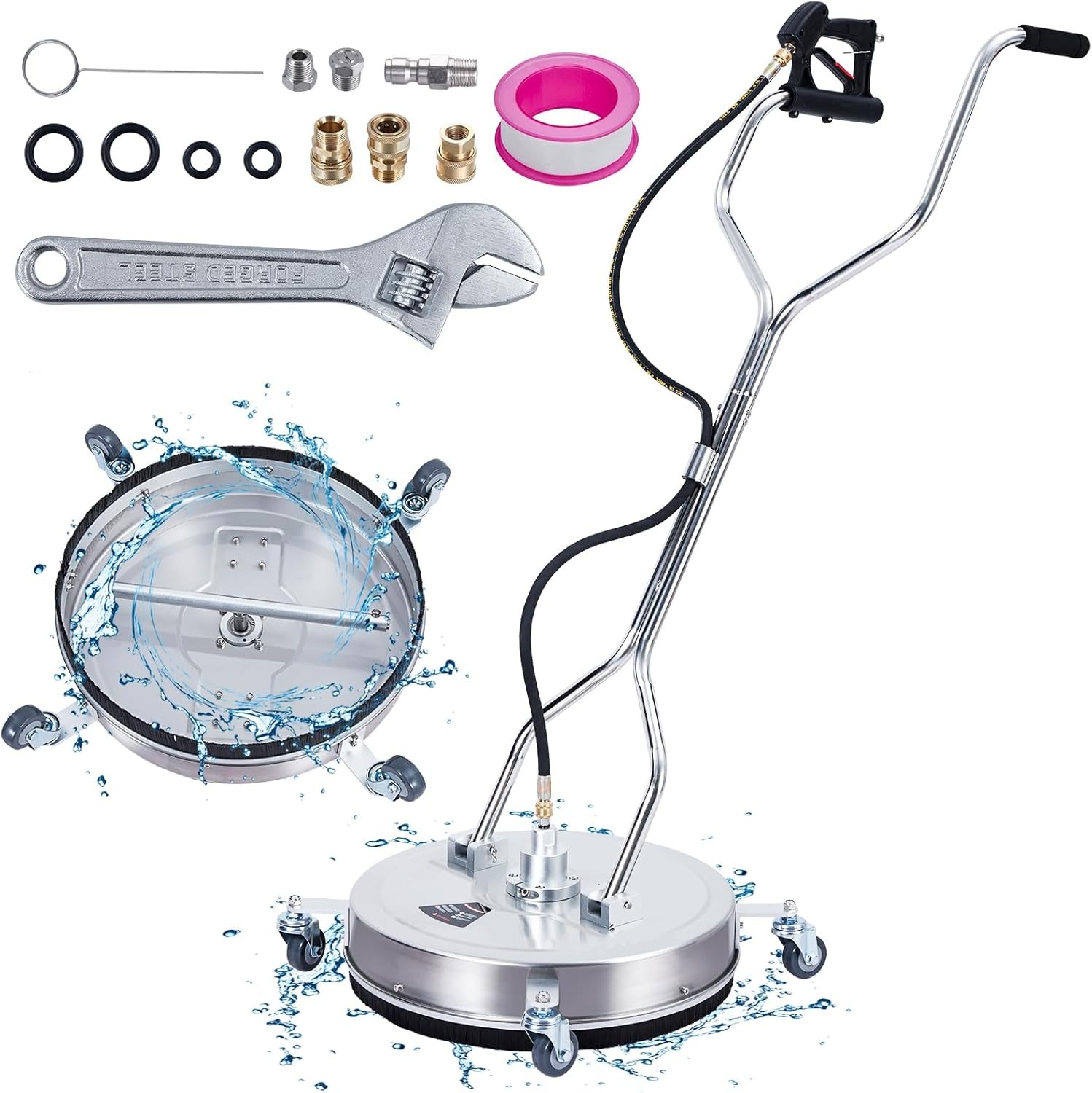 Stainless Steel Pressure Washer Surface Cleaner with 4 Wheels