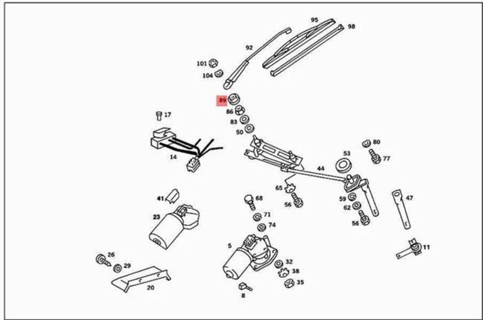 Brazo limpiaparabrisas cápsula original MERCEDES SL SLC C107 R107 EN HUSILLO A1078240072 Foto 4 de 4