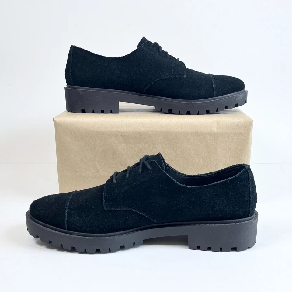 Lucky Brand Mujer Talla 9 Negro Gamuza Suela Oxford Zapatos Puntera Gruesa Ibira Foto 4 de 4