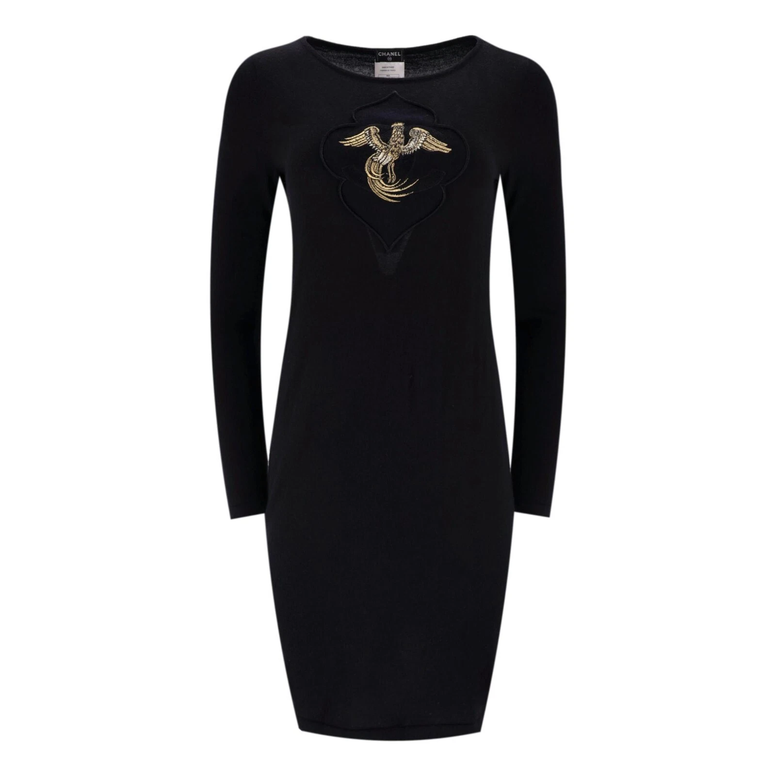 Abito Chanel in cashmere con logo 'CC' e ricamo fenice