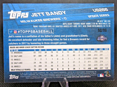 2017 TOPPS UPDATE SERIES #US266 JETT BANDY VINTAGE STOCK MILWAUKEE