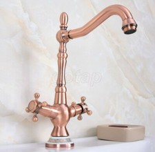Red Copper Swivel Spout Bathroom Kitchen Faucet Vessel Sink Mixer Tap Gnf621