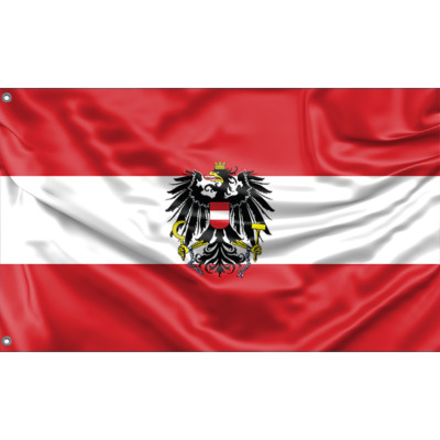 Flag of Austria with Crest, Unique Design, 3x5 Ft / 90x150 cm size, EU Made
