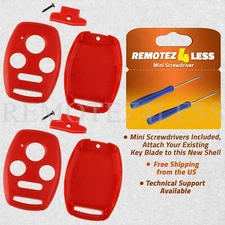 2 For 2006 2007 2008 2009 2010 Honda Civic EX Remote Key Uncut Shell Case Red