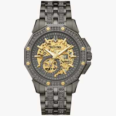 Bulova Octava Men's Automatic Grey Skeleton Stainless Steel Watch 42MM 98A293
