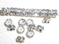 100 Swarovski Rondelles Spacer Beads 8mm Silver / Crystal SR801 W