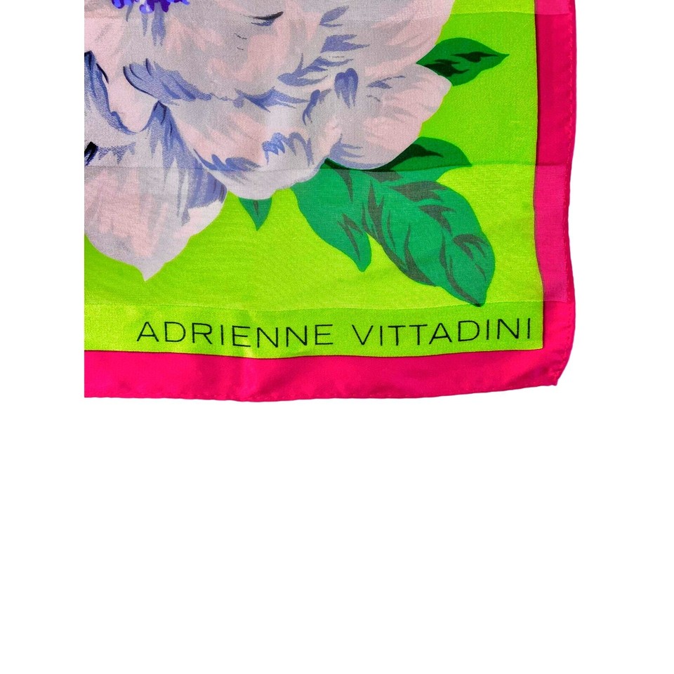 Adrienne Vittadini Scarf Womens 100 Silk Colorblock Floral Hot Pink
