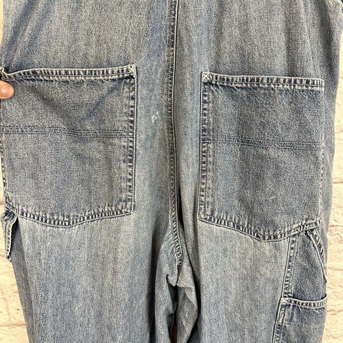 Old Navy Women’s Medium Denim Overalls Jeans Vintage Cargo 90s Worn Distressed - Picture 7 of 9