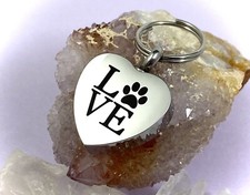 Keyring Urn .5" Key Chain Pet Cremation Pendant Dog Cat Ash LOVE Paw Heart Loved