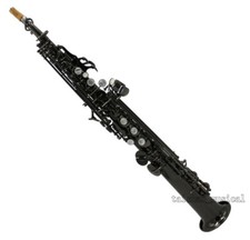 Prof straight Soprano Saxophone Black nickel plated Bb Sax High F G with case