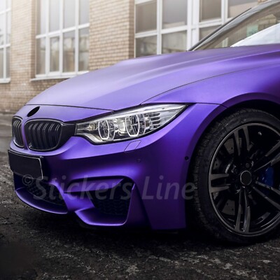 Pellicola Per Auto In Vinile Cromato Metallizzato Opaco Con Lamina Adesiva Metallica Satinata Viola A Bolle D'aria Per Rivestimento Per Auto