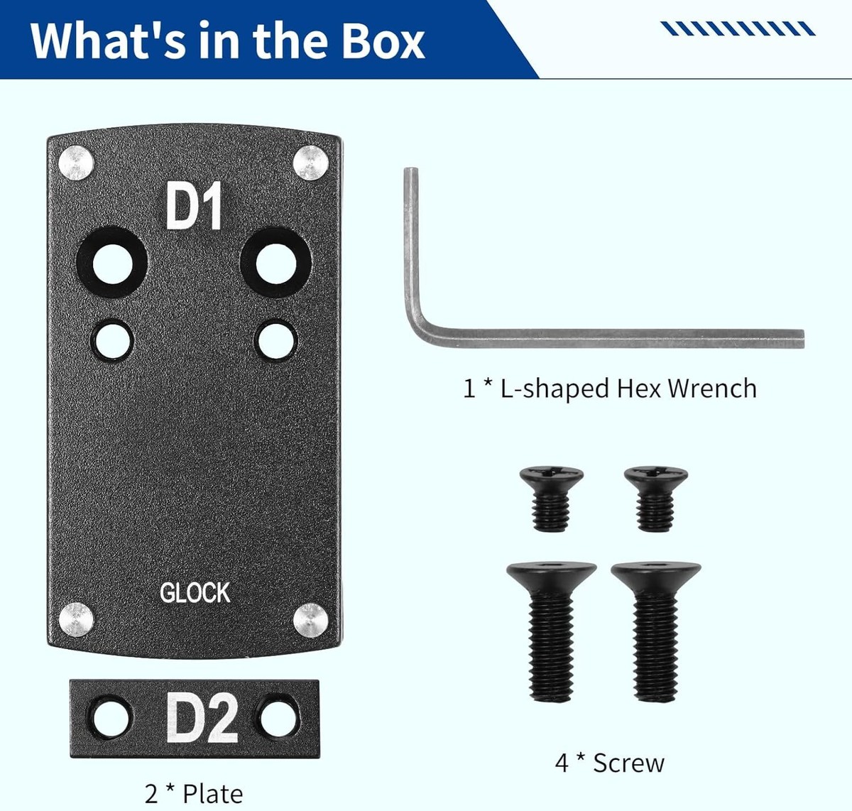 Thin Aluminum Sight Mount Plate For Glock - Compatible With Micro Red Dot Sights