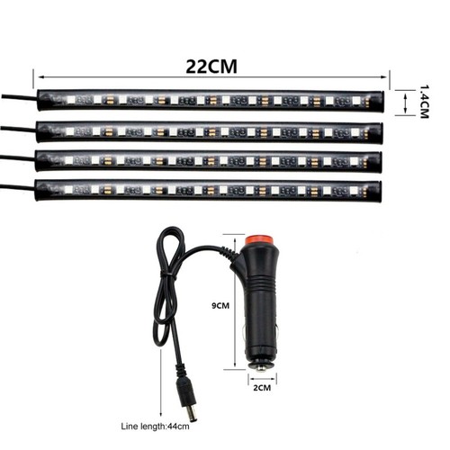 4x SMD RGB Multi-Color LED Strips Atmosphere Lamp Interior Light Kit Music - Foto 2 di 10
