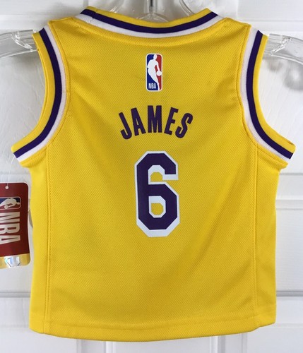 Maglietta gialla Nike Los Angeles Lakers LeBron James #6 NBA taglia 18 mesi - Foto 4 di 6