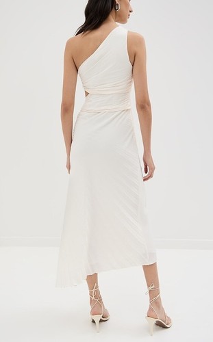 A.L.C. Maxi Vestido Dahlia Un Hombro Recorte Plisado Crepé Susurro Blanco 10 $695 - Imagen 6 de 24