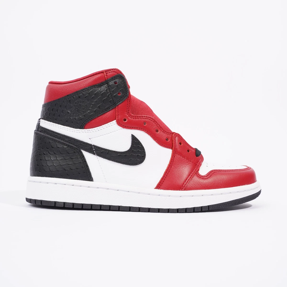 Nike W Jordan 1 Hi Og Satin Snakeskin Gym Red Black White Leather EU 38.5 UK