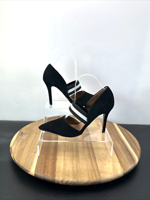 Next D'Orsay Damenschuhe Stiletto Größe 6 schwarze Wildleder-Slipper mit elastischem Riemen