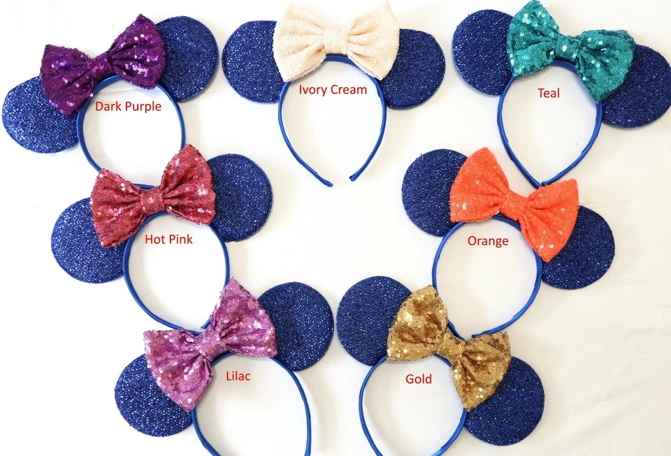 Orejas azules de Minnie, orejas azules de Mickey Mouse, orejas azules de Disney HECHAS A MANO Foto 2 de 4