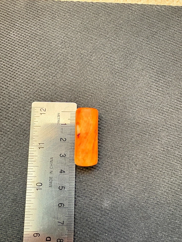 Colgante amuleto coral naranja forma barril tibetano vintage Foto 4 de 4