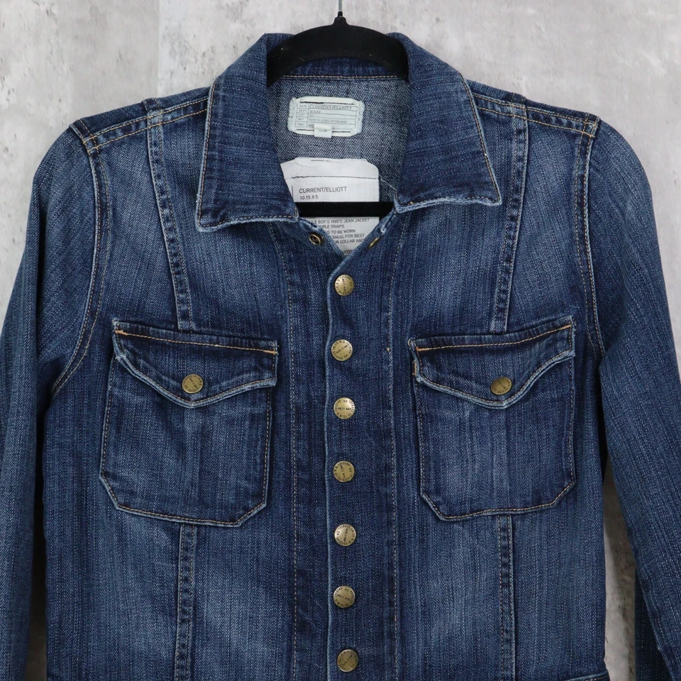 Chaqueta vaquera Current Elliott para mujer talla 1 azul The Snap Jacket Loved Foto 2 de 4