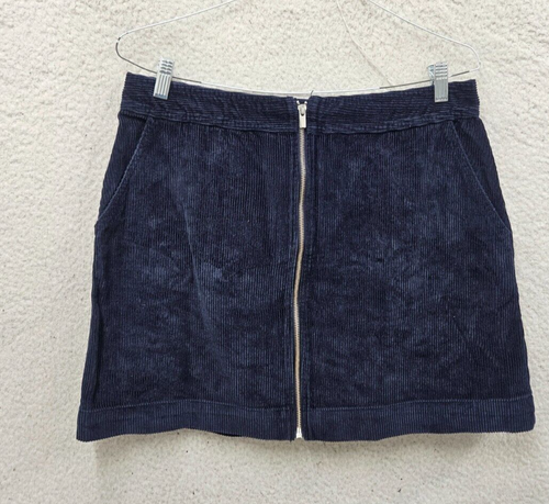 Gap Women Skirts 16 Blue Corduroy Straight Pencil Mid Rise Front Zip Mini