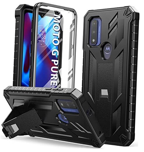 for Motorola Moto-G Pure Phone Case: Moto G-Power 2022 Case Heavy Duty Black