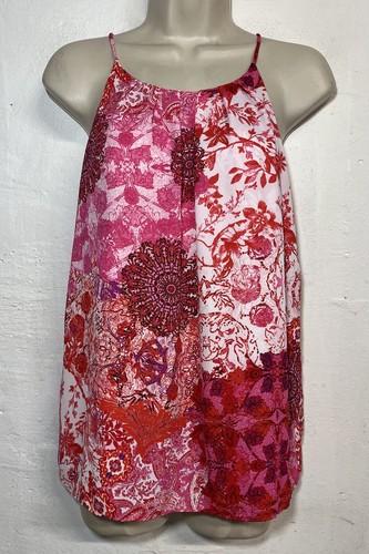 Violet Claire Small Tank Top Pink White Round Neck Speghetti Strap Blouse