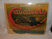 EARLY 1900'S STORE ADVERTING CARDBOARD SIGN " CASCARETS CANDY " 100% ORIGINAL