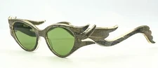 Crazy! Over the Top! Vtg 'Chinese Dragon' Cat Eye Women's Sunglasses Italy #453