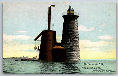 Whaleback Lighthouse Portsmouth Harbor NH Divided Unposted Antique Postcard