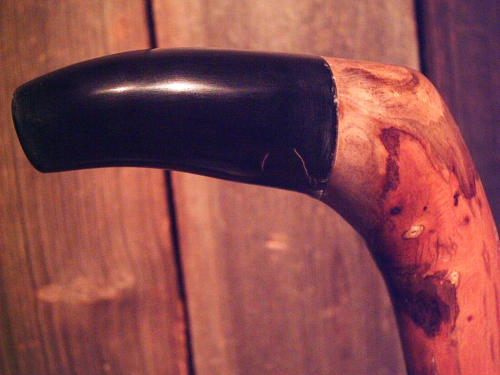 walking stick Water Buffalo Horn handle CANE maple shaft rubber tip MADE IN USA