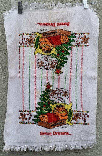 Vintage 1980s Mixed Lot Christmas Garfield Gift Box Towel Stocking Cards Figure - Picture 15 of 22