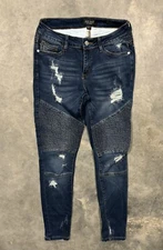 Judy Blue Jeans Womens 5/27 Moto Skinny Fit Distressed Mid  Rise USA 27x28
