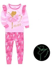NEW Ballet Kids Glow-in-The-Dark 2 Piece Long Sleeve Top  Pant Pajamas Size 8