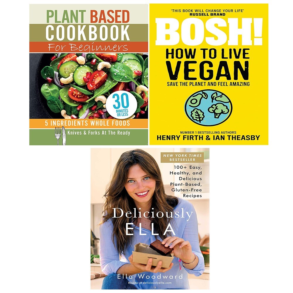 Deliciously Ella (HB), Plant Based Cookbook, BOSH! How to Live Vegan 3 Books Set