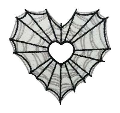 Schwarzer Spinnenweben Herz Patch zum Aufbügeln - Halloween Gothic Style Patches