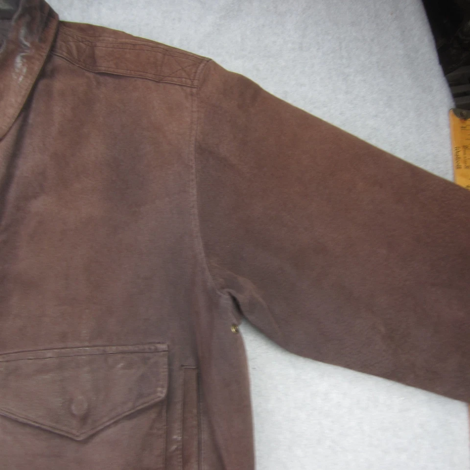 Chaqueta de Bombardero GIII Para Hombres XL Marrón Clásico Estilo de Vuelo Cuero Vintage Envejecido Foto 4 de 4