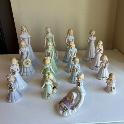 17 Enesco Growing Up Birthday Girl Figurines Blonde Baby To 16 YO With boxes