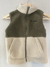 Columbia Kids Fleece Vest Full Zip Pockets Green - Beige And Size S 8-10