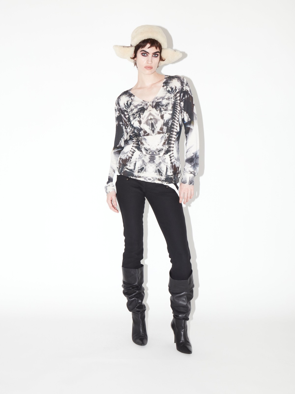 Alexander McQueen SS2009 Skeleton Kaleidoscope Silk Jumper Black Grey - Size M image 7