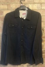 Wrangler Navy Long Sleeve Button Shirt Size XL 48” Vintage 109% Cotton
