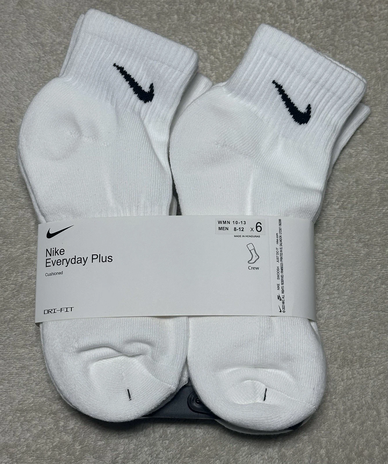 Nike Dri-Fit Everyday Plus Ankle Socks-Size Large White (6 Pack)
Opens in a new window or tab