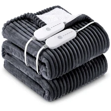 HYLEORY Heated Blanket Electric Queen, Soft Flannel Sherpa Heater 5 Heat